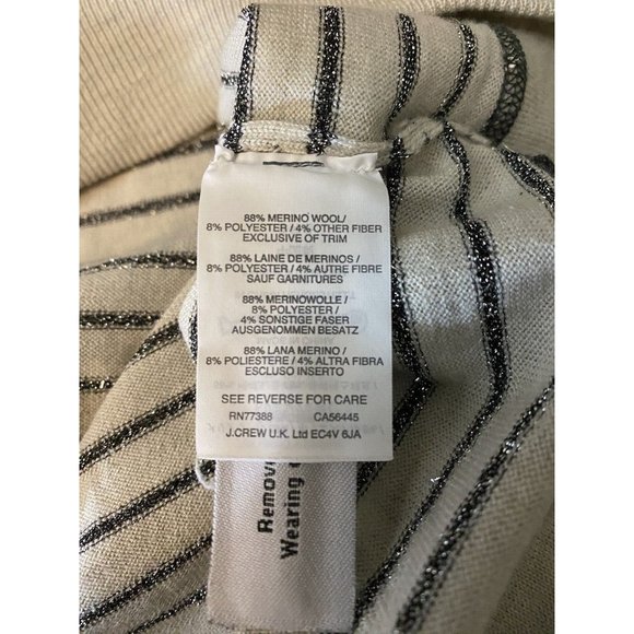 J Crew XS Merino Wool Metallic Striped Long Sleeve Sweater Stretchy Soft 9102 - Picture 7 of 7